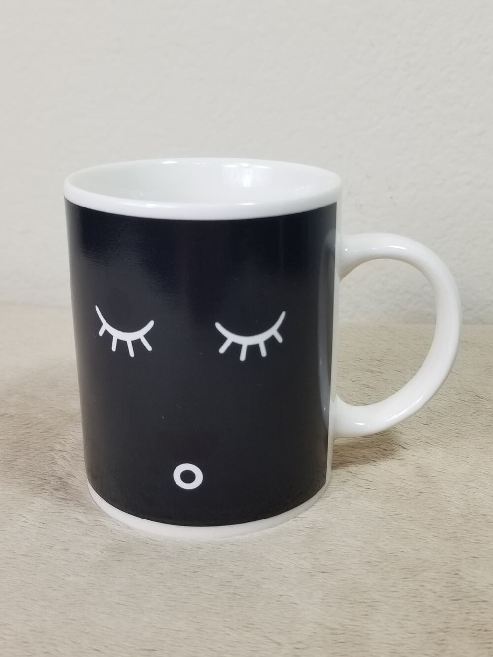 Ipow Black Coffee Mug Teacup 10oz Heat Sensitive Magic Tea Hot Reactive 4" Vtg